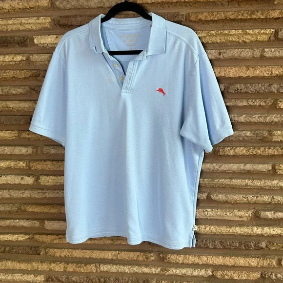 Tommy Bahama Island Zone Light Blue Marlin Logo Polo Shirt Size Large - Picture 6 of 6